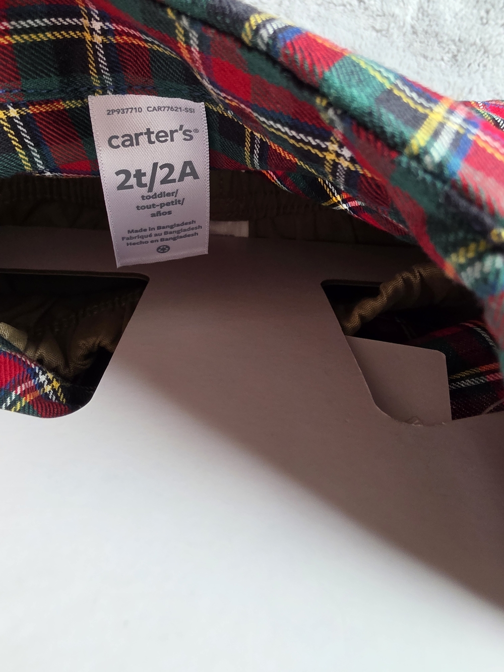 Carter's Red, Green and Yellow Plaid Toddler Shirt - Picture 2 of 4
